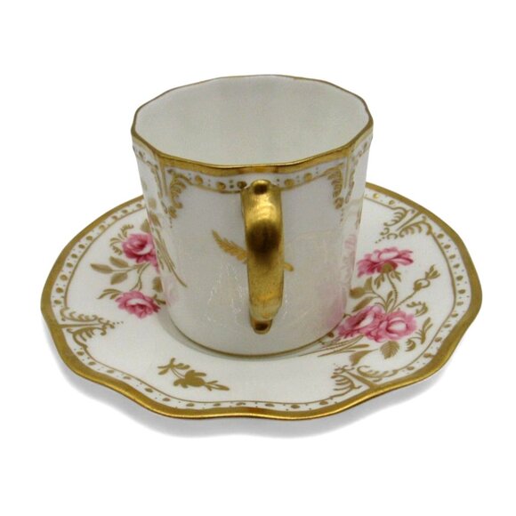 Royal CROWN DERBY Pinxton Pink Roses Cup And Saucer A1155 England Vintage - Picture 5 of 12